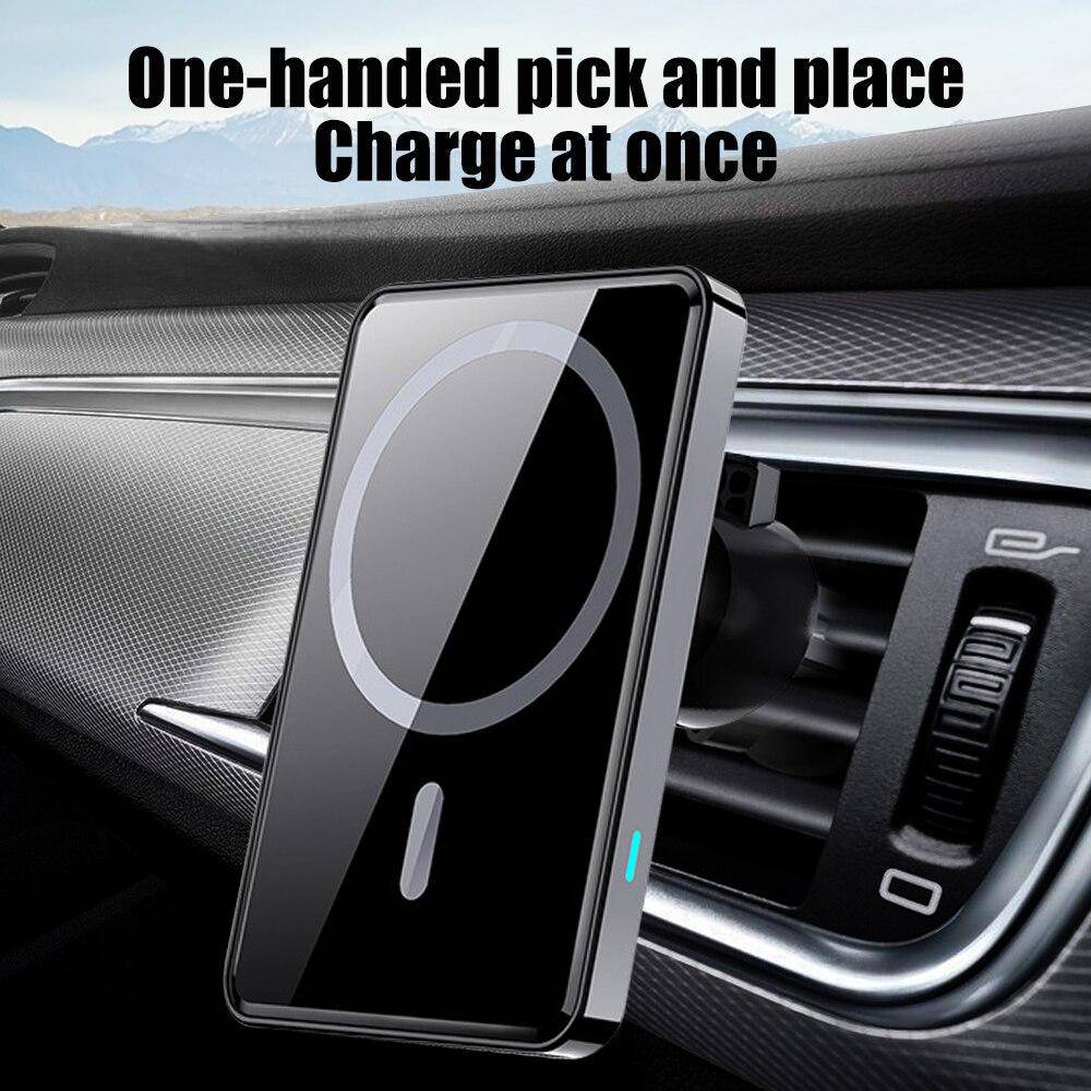 15W Fast Wireless Magnetic Strong Suction Charger Car Holder Air Vent Bracket For iPhone