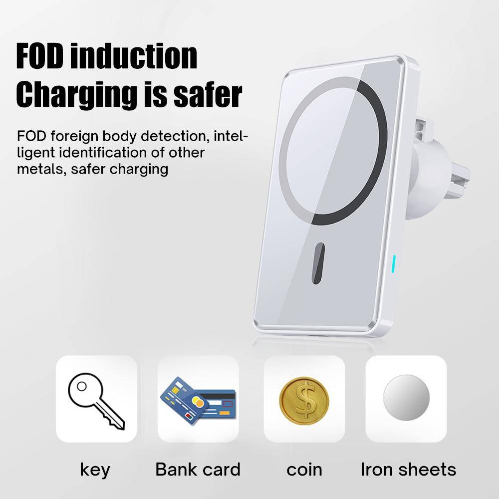 15W Fast Wireless Magnetic Strong Suction Charger Car Holder Air Vent Bracket For iPhone