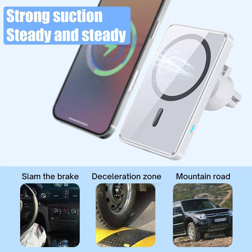 15W Fast Wireless Magnetic Strong Suction Charger Car Holder Air Vent Bracket For iPhone