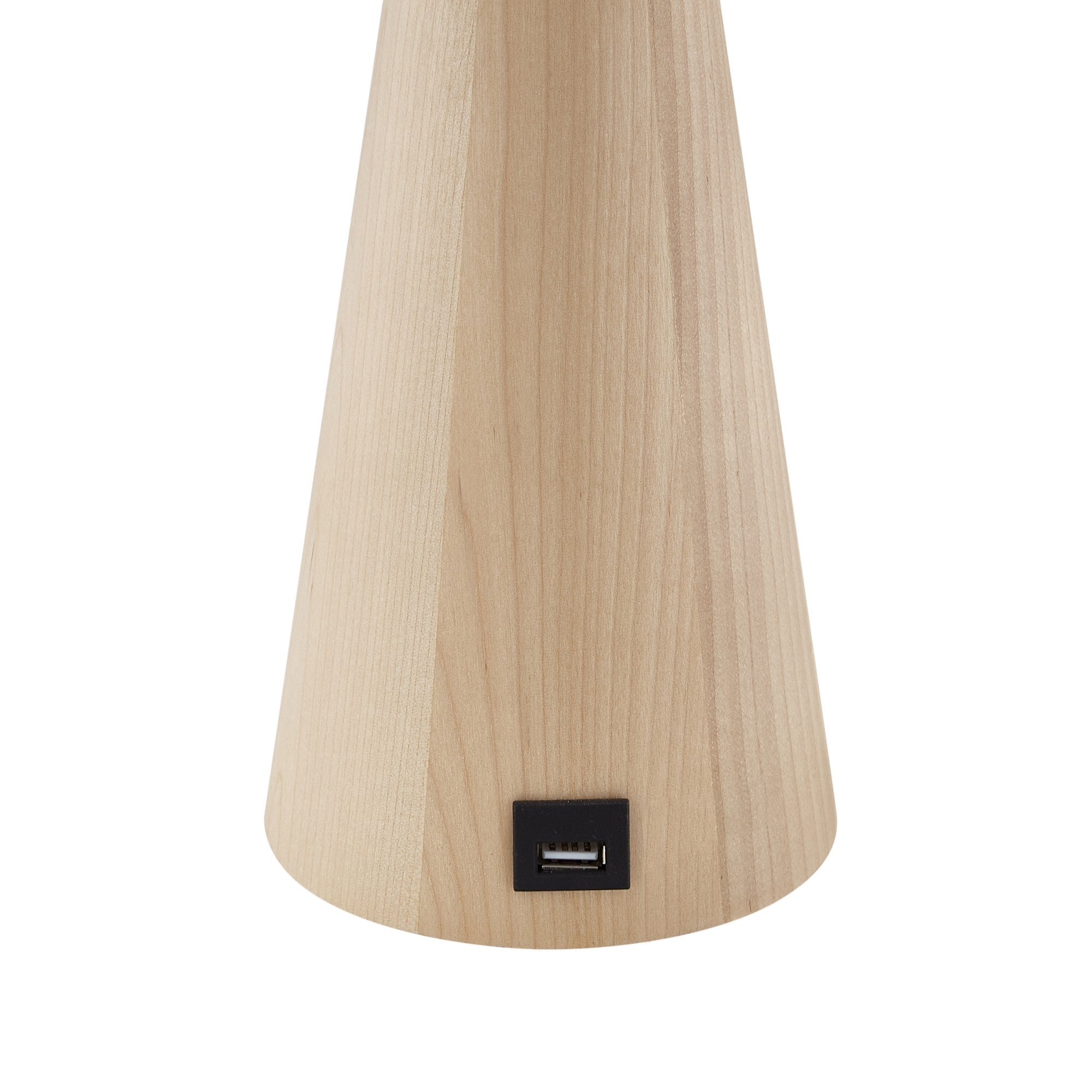 20 Beige Solid Wood USB Table Lamp With Beige Drum Shade