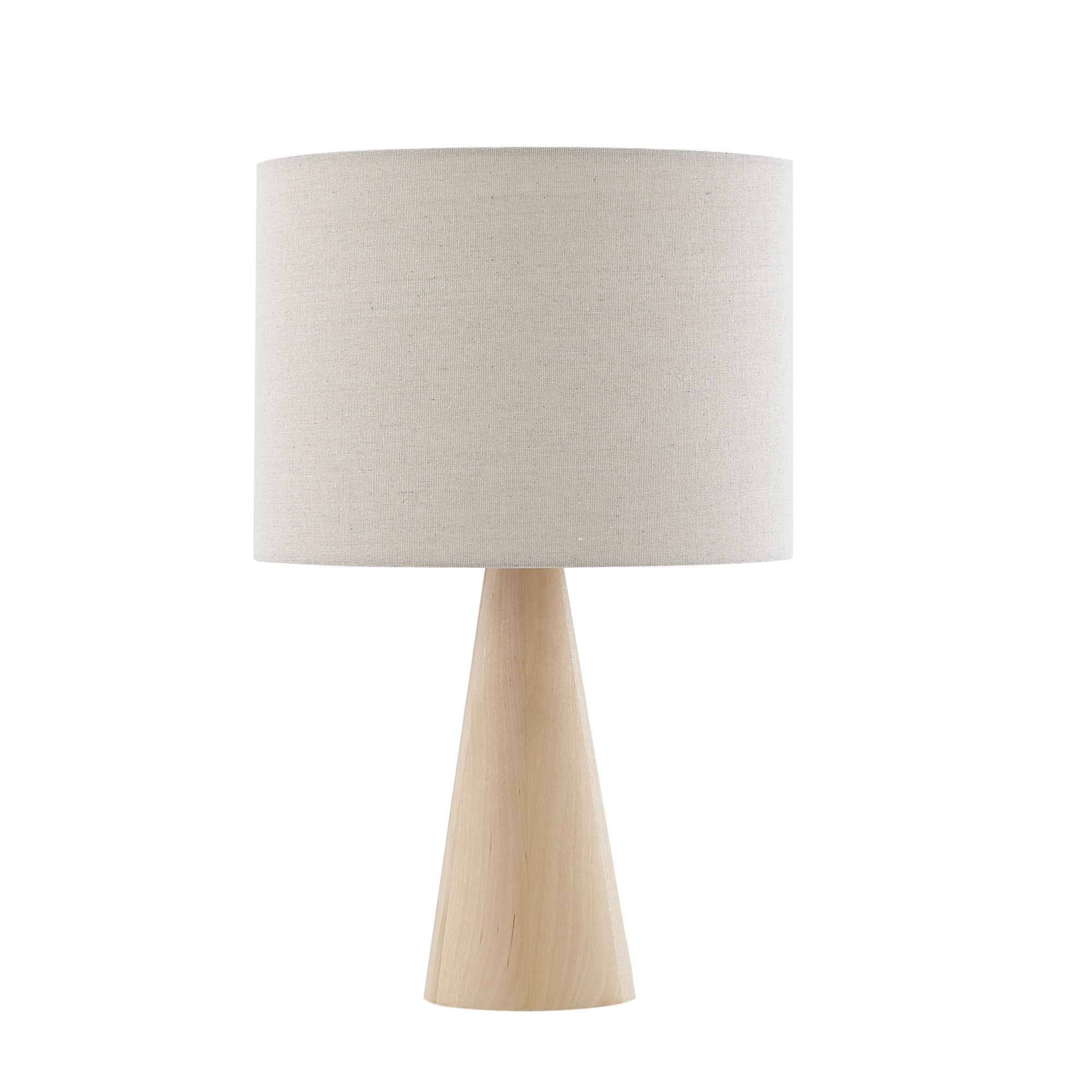 20 Beige Solid Wood USB Table Lamp With Beige Drum Shade