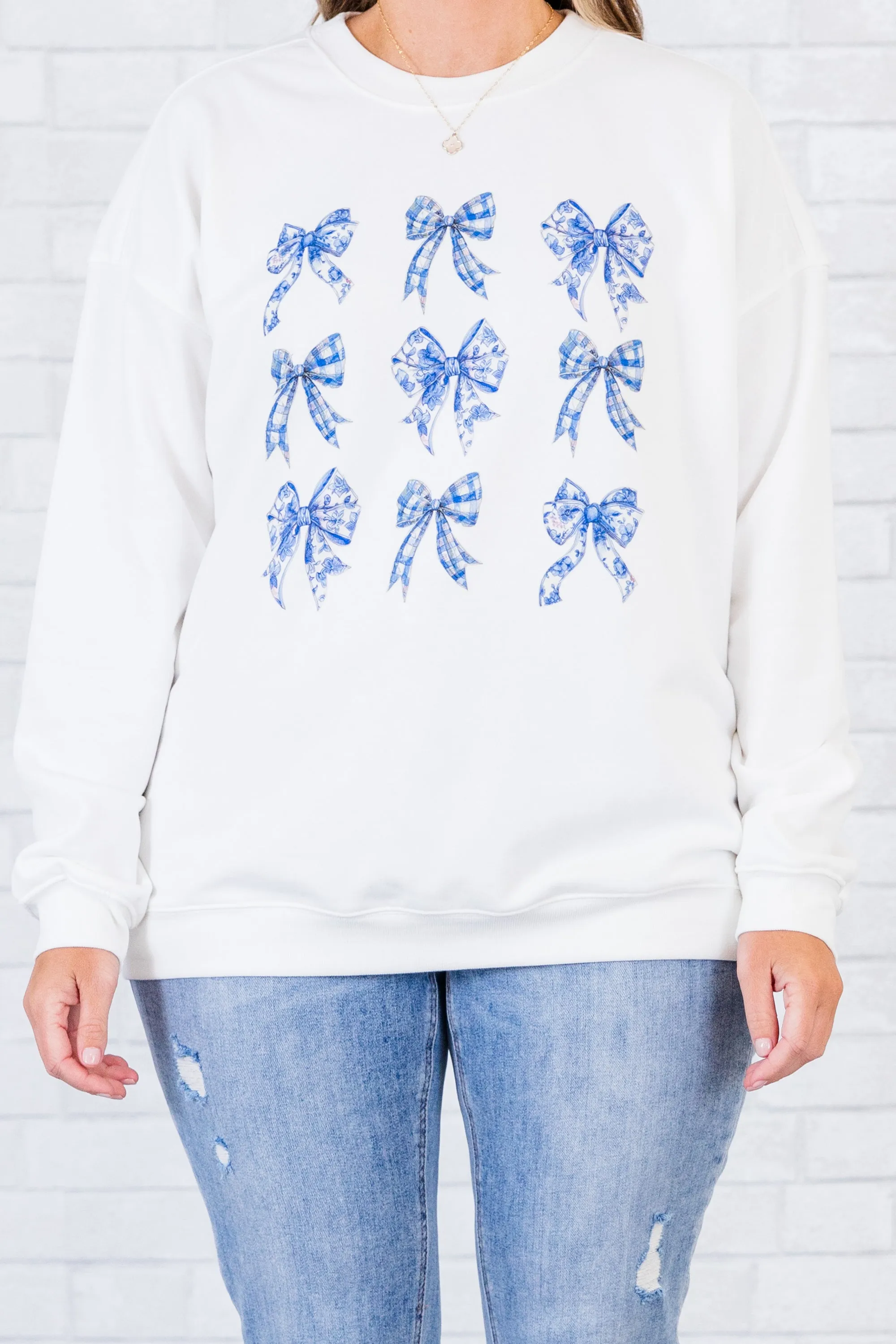 A Moment For The Bow Pullover, White