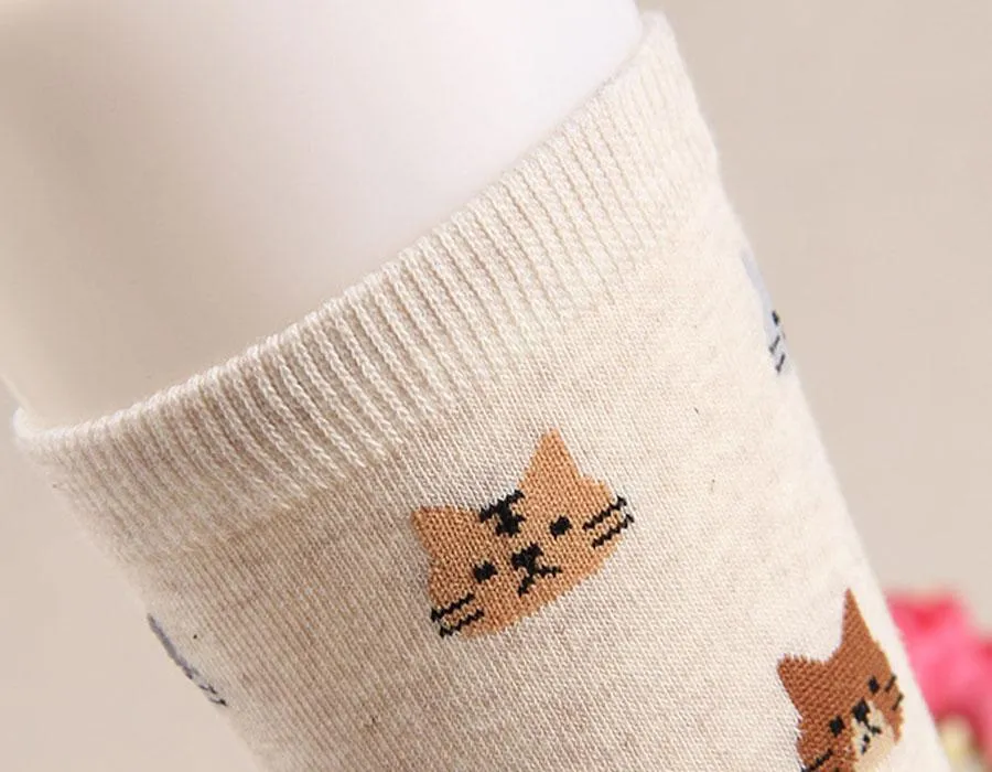 Animal Cartoon Prints Lovely Hosiery Socks for Women in 5 Colors