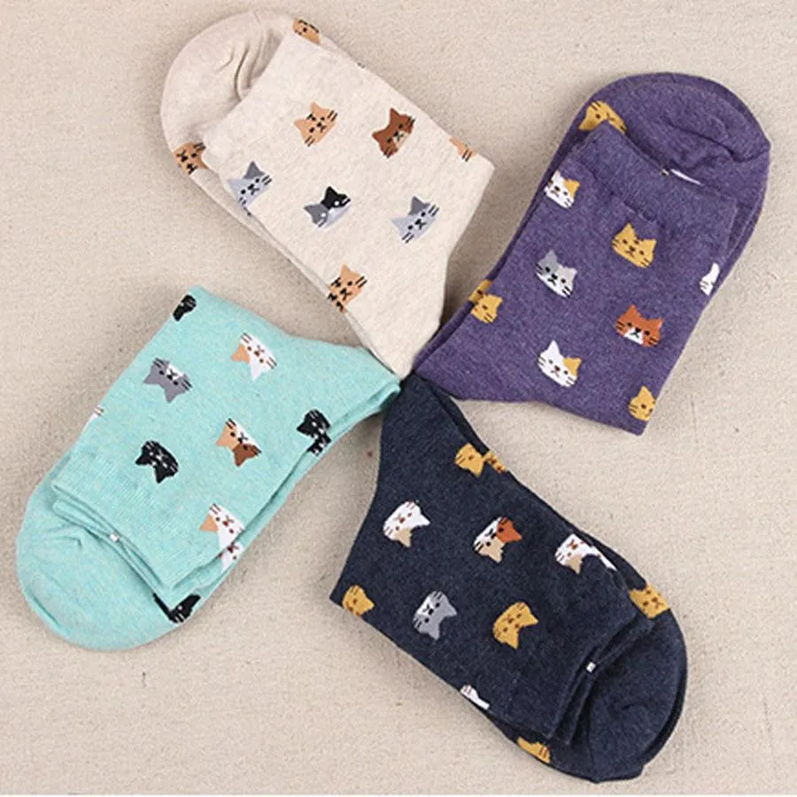 Animal Cartoon Prints Lovely Hosiery Socks for Women in 5 Colors