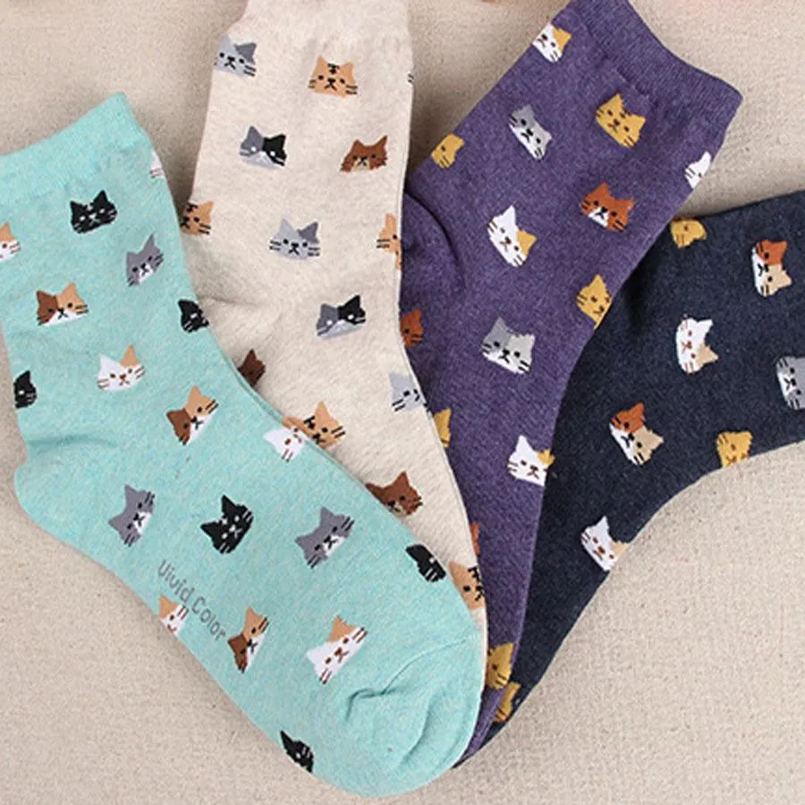 Animal Cartoon Prints Lovely Hosiery Socks for Women in 5 Colors