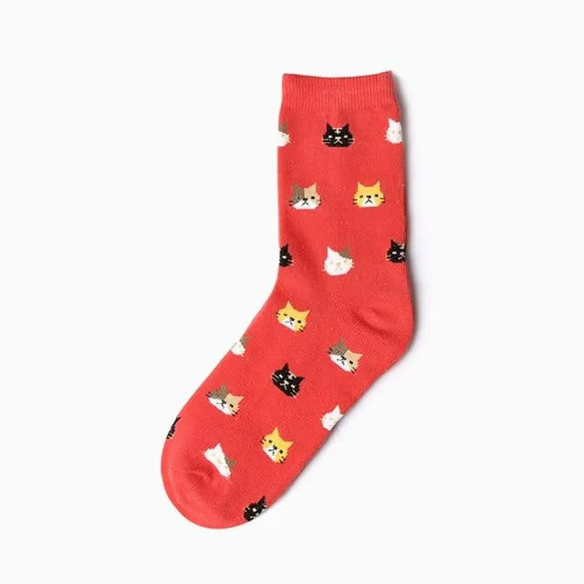 Animal Cartoon Prints Lovely Hosiery Socks for Women in 5 Colors