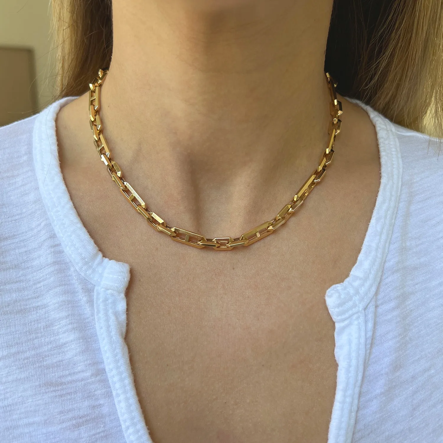 Beveled Link Statement Chain Necklace