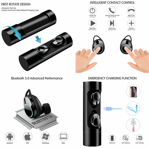 Bluetooth 5.0 Touch Control Earphone Mini Twins Wireless Earphones Stereo Headset