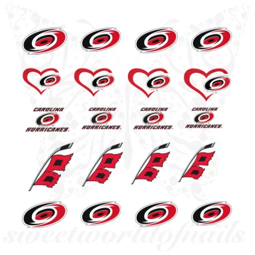 Carolina Hurricanes Nail Art NHL Nails Ice hockey team Water Decals