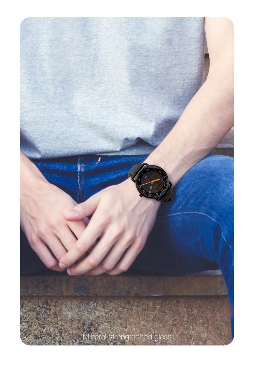 Casual Style Quartz Movement Waterproof Wooden Wristwatch for Men