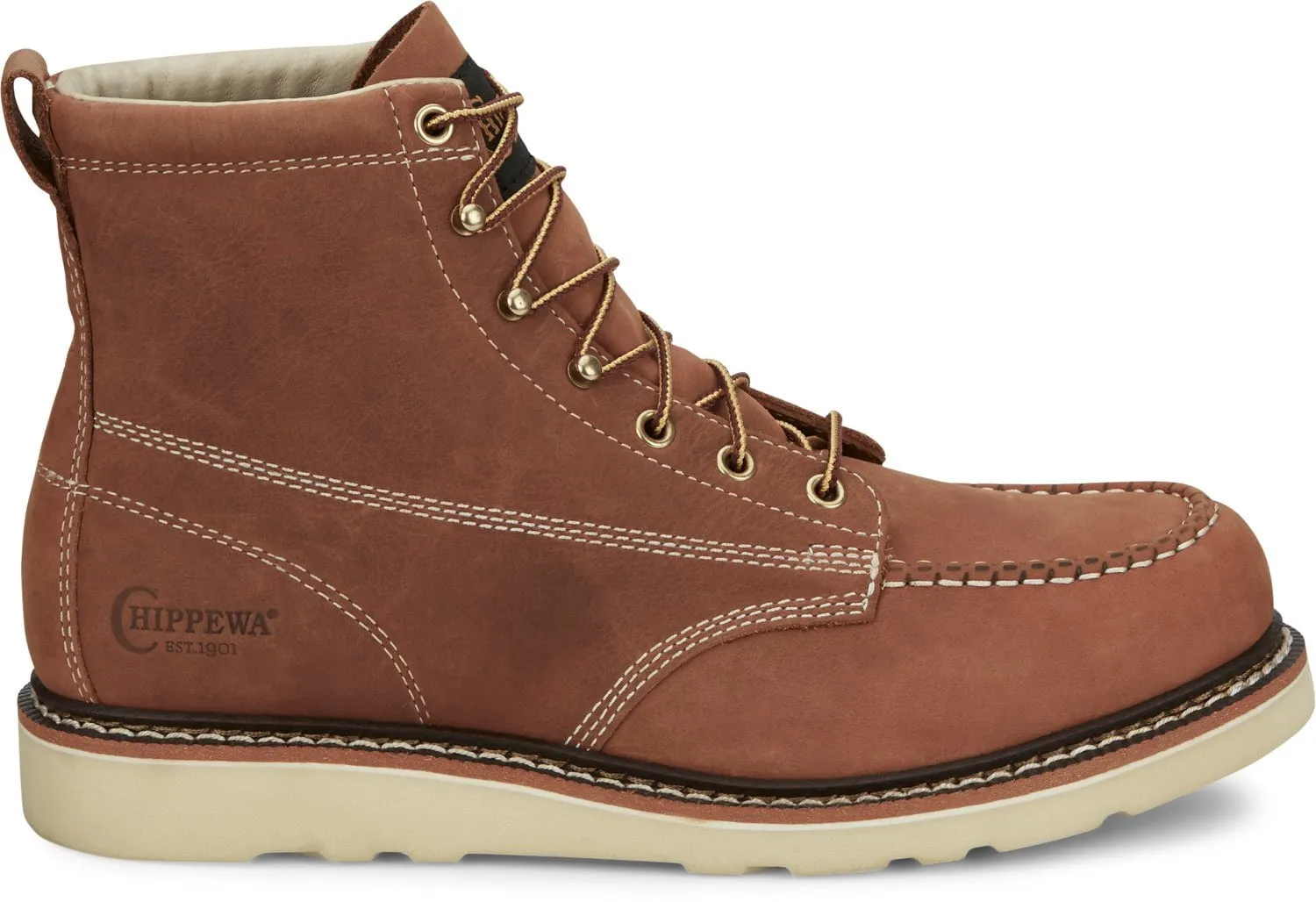 Chippewa Mens Edge Walker 6in Wedge Tobacco Tan Leather Work Boots