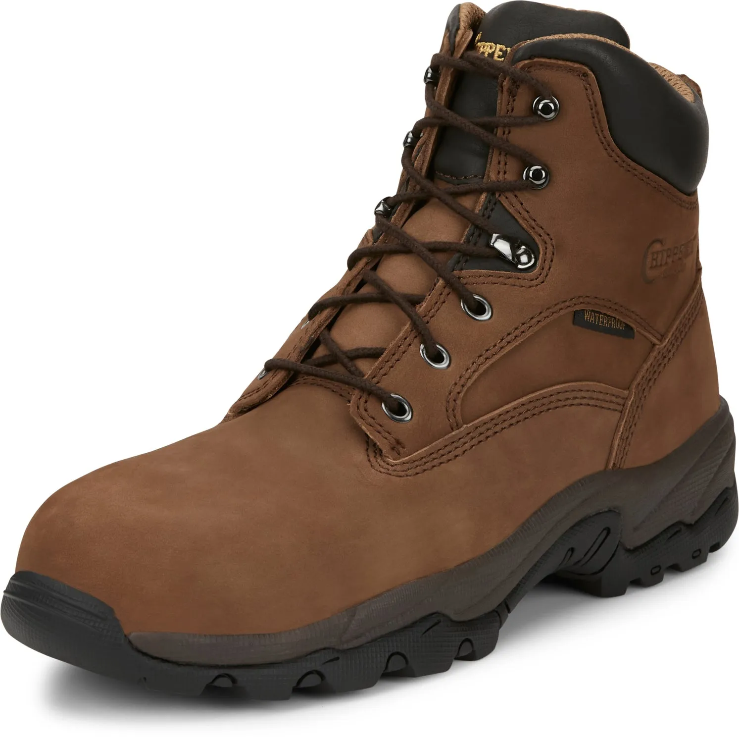 Chippewa Mens Graeme 6in Waterproof Comp Toe Brown Leather Work Boots