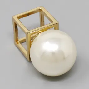 Chunky Pearl Cube Statement Ring