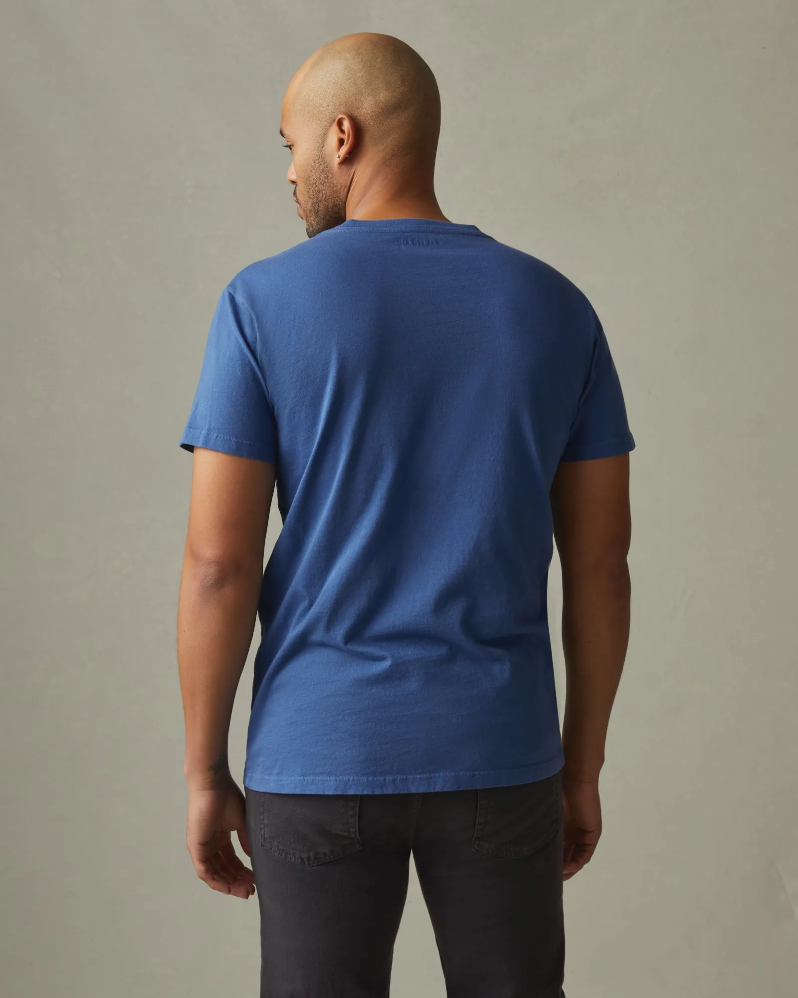 Classic Cotton V-Neck Tee - Harbor Blue