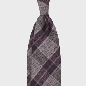 F.Marino Light Gauze Wool Tie 3 Folds Checks Purple