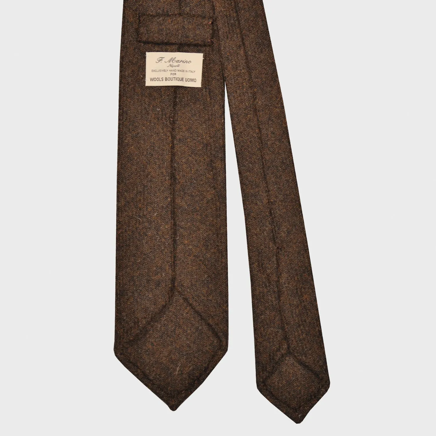 F.Marino Tweed Tie 3 Folds Chocolate