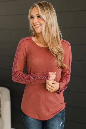 Following A Dream Knit Top- Brick