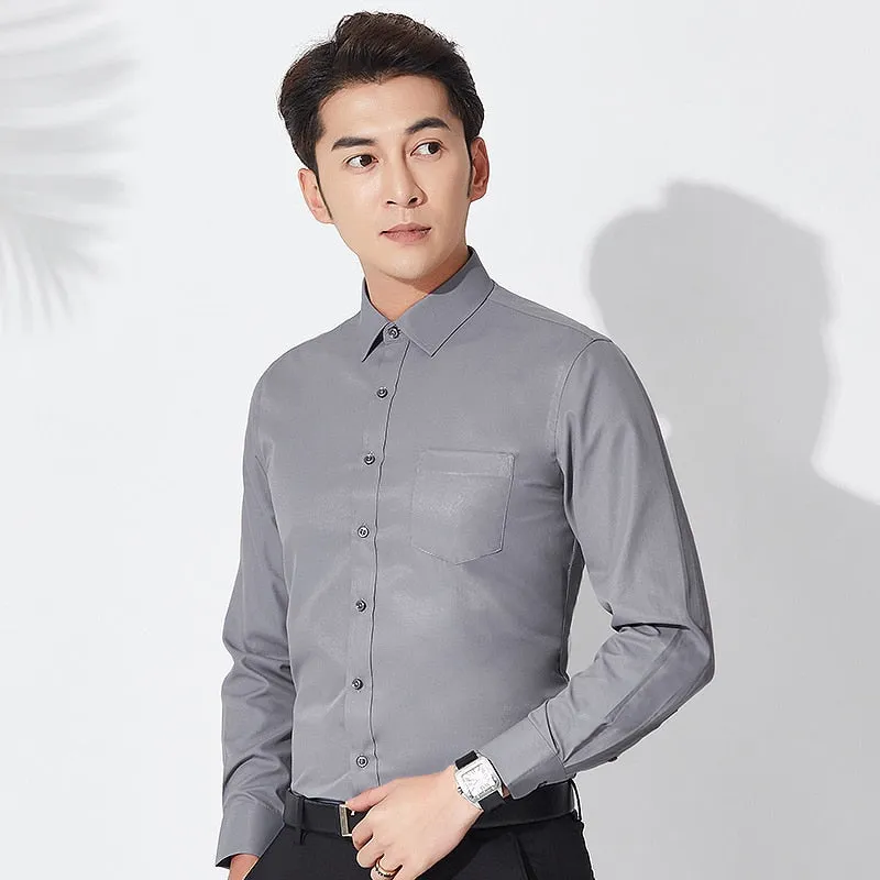 Formal Standard-fit Single Patch Pocket Long Sleeve Shirt for Men