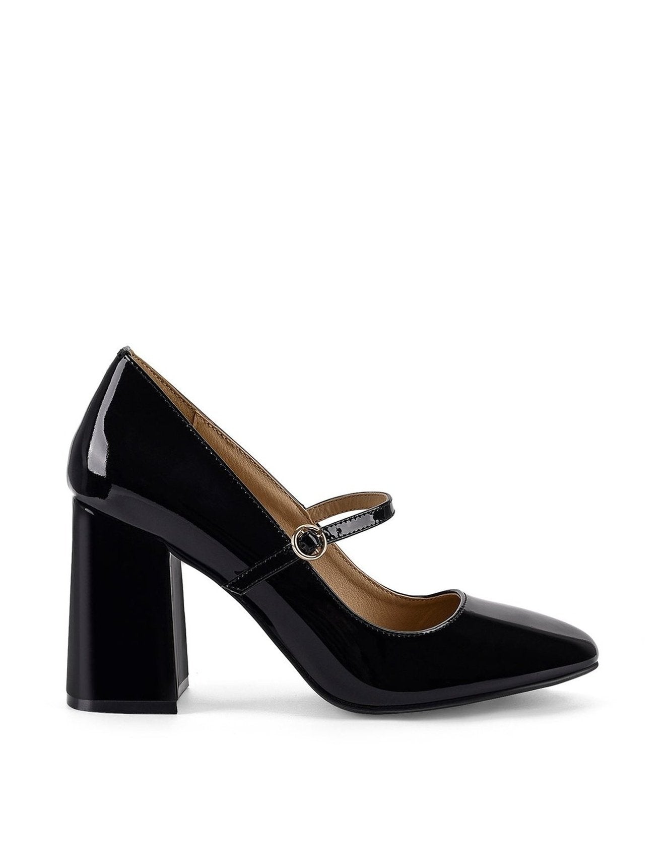 Gigi Block Heel Pump - Black Patent Leather