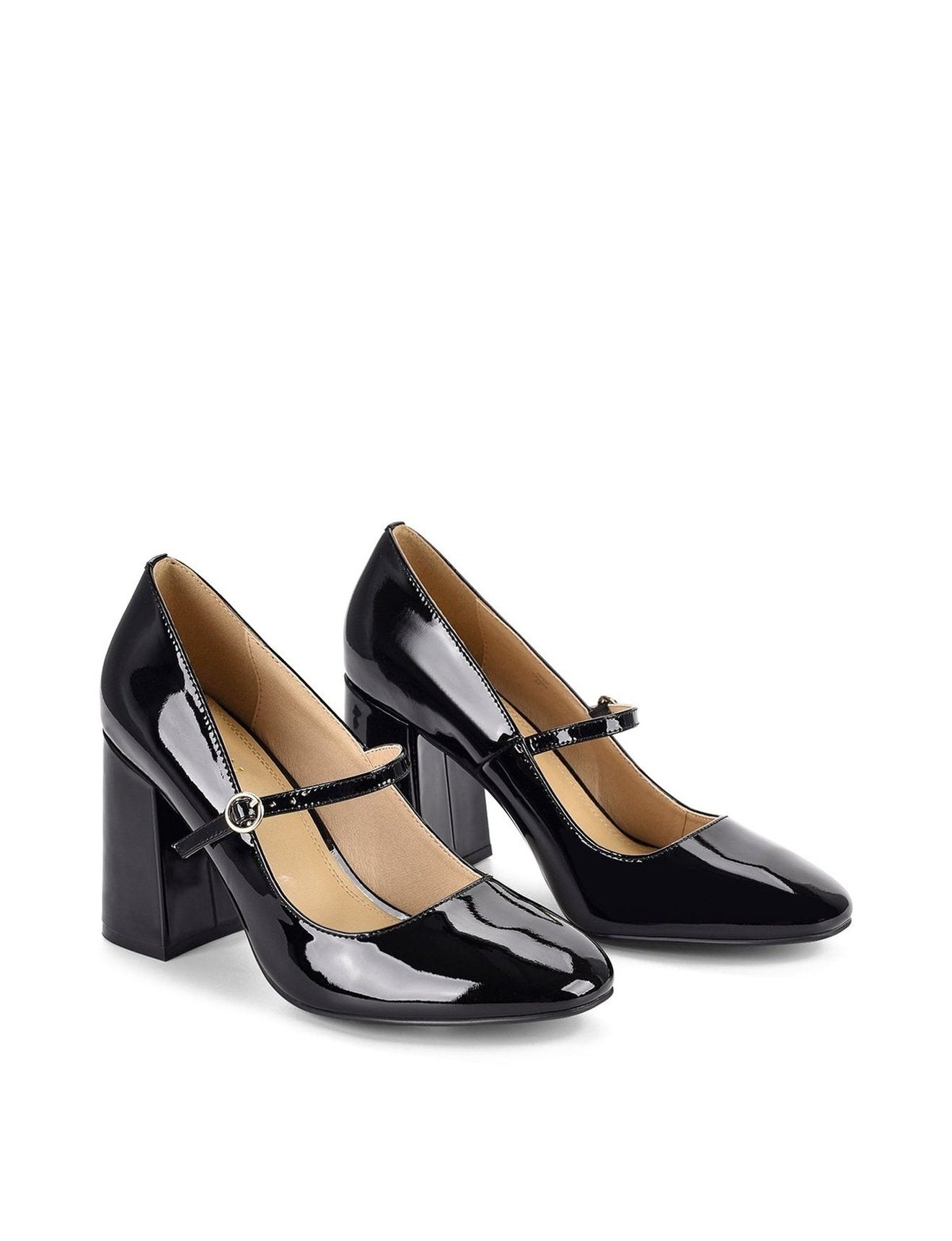 Gigi Block Heel Pump - Black Patent Leather