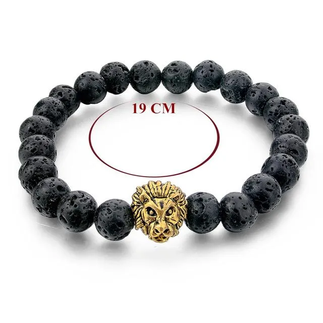 Gold Lion Strand Femme Beads with Natural Stone Bracelets for Women Men