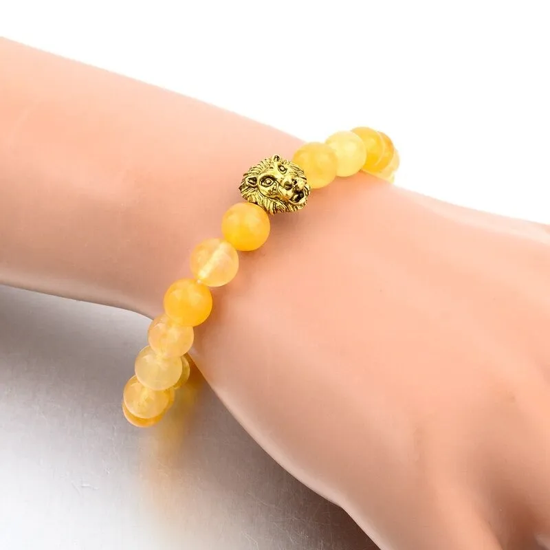 Gold Lion Strand Femme Beads with Natural Stone Bracelets for Women Men