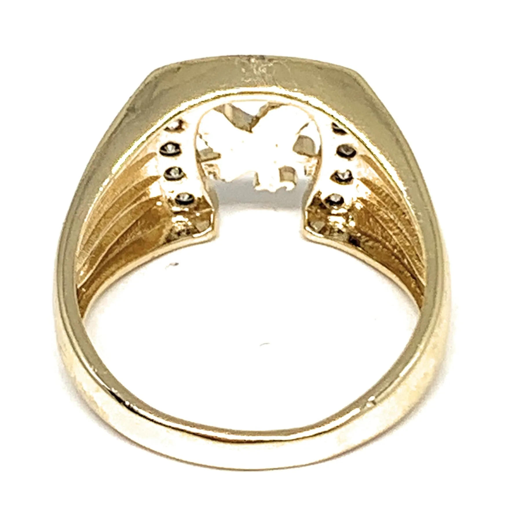 Gold Plated Tri-Color Eagle Horseshoe CZ Ring Anillo