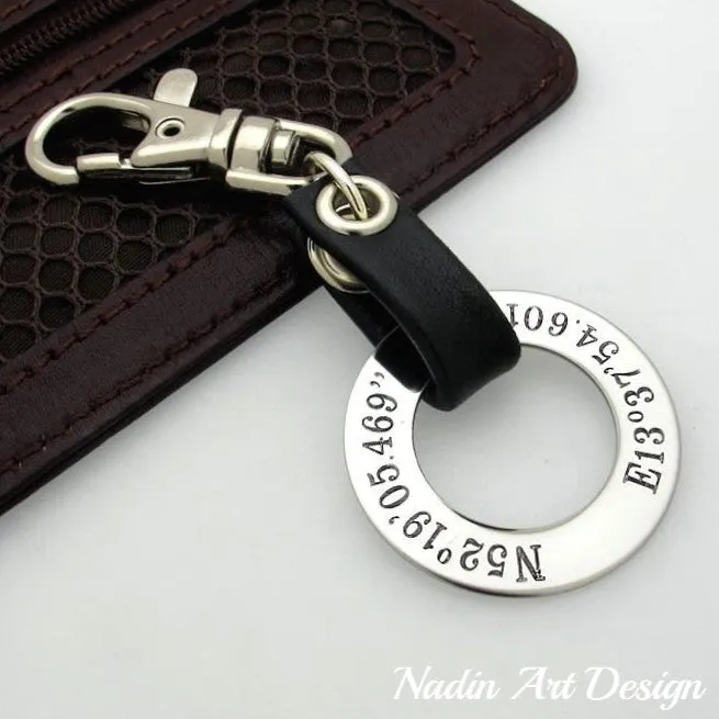 GPS Coordinates Key Chain - Personalized Gifts for Men