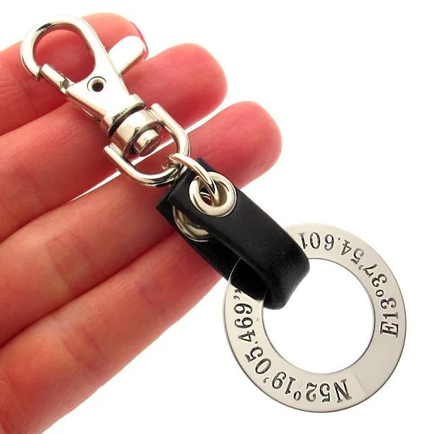 GPS Coordinates Key Chain - Personalized Gifts for Men