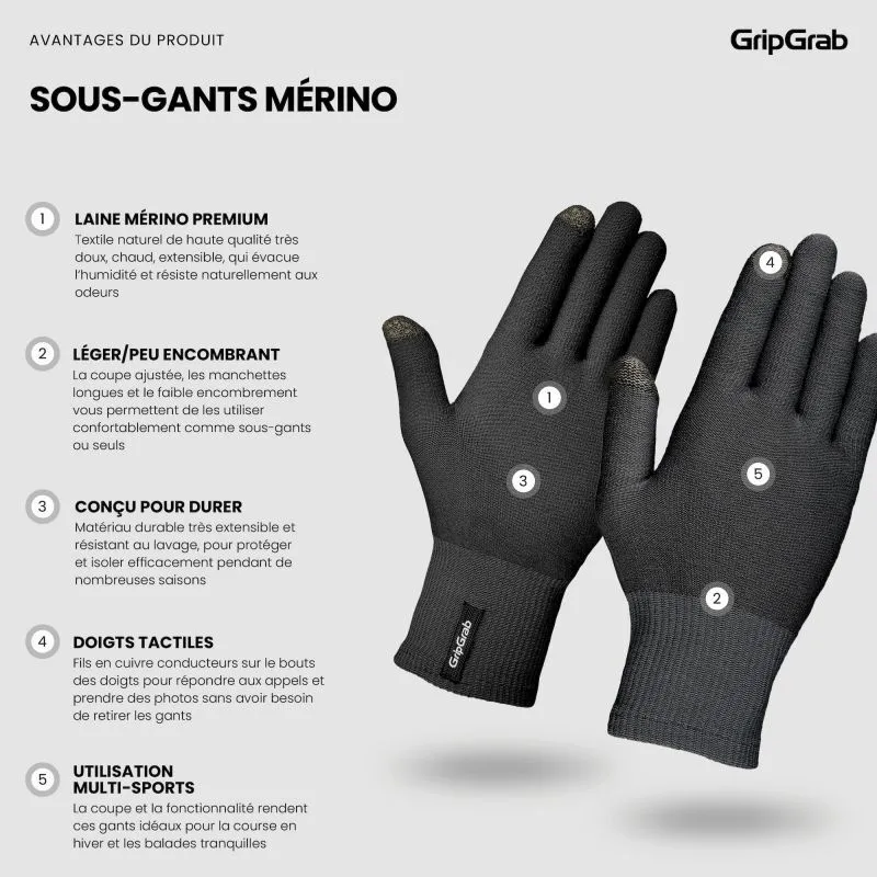 GripGrab  Merino Wool Liner Gloves - Guanti ciclismo