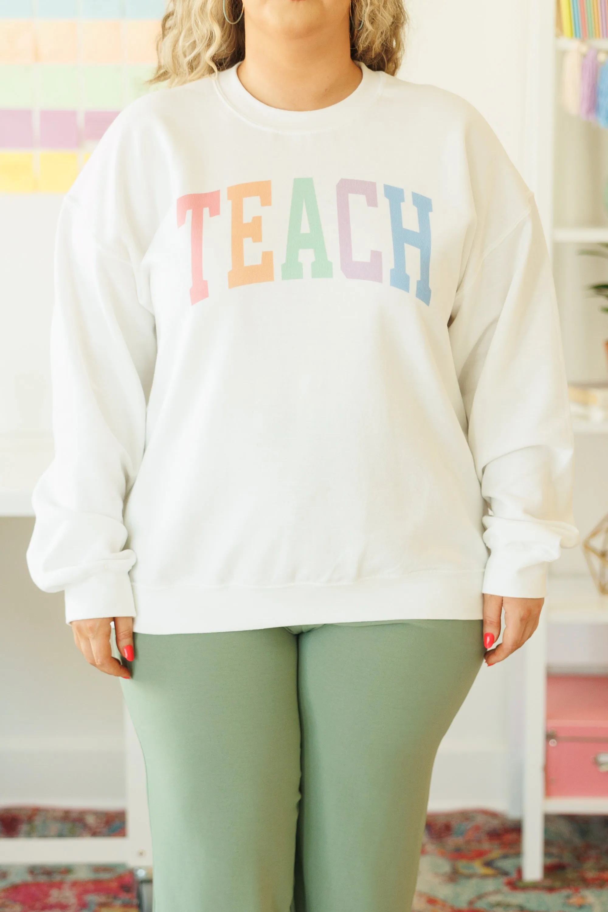 I Love To Teach Sweatshirt, White