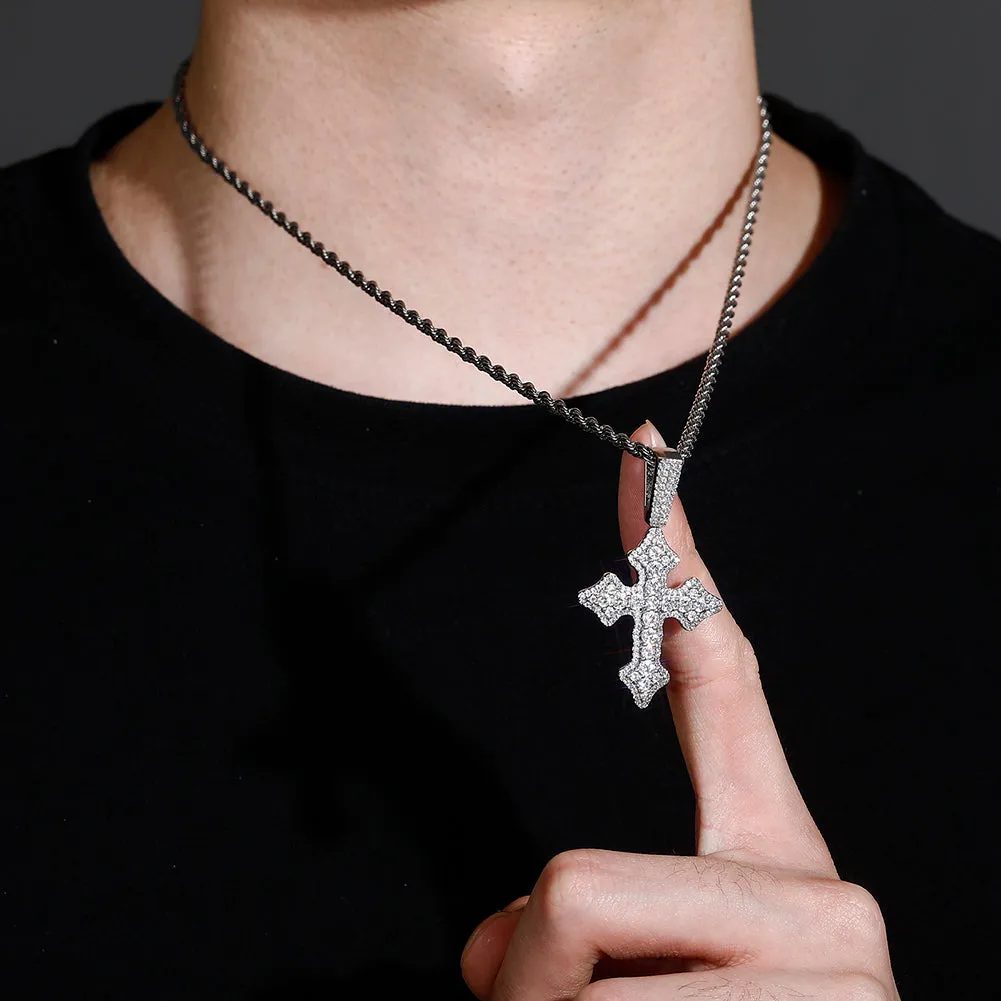 Iced Budded Cross Pendant Fashion Jewelry Hip Hop Necklace for Men