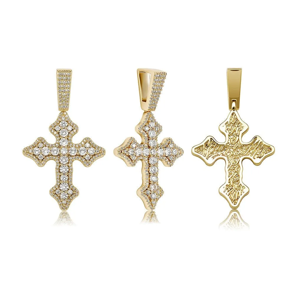 Iced Budded Cross Pendant Fashion Jewelry Hip Hop Necklace for Men