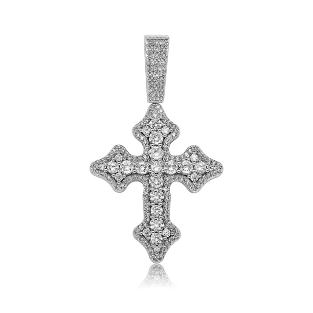 Iced Budded Cross Pendant Fashion Jewelry Hip Hop Necklace for Men