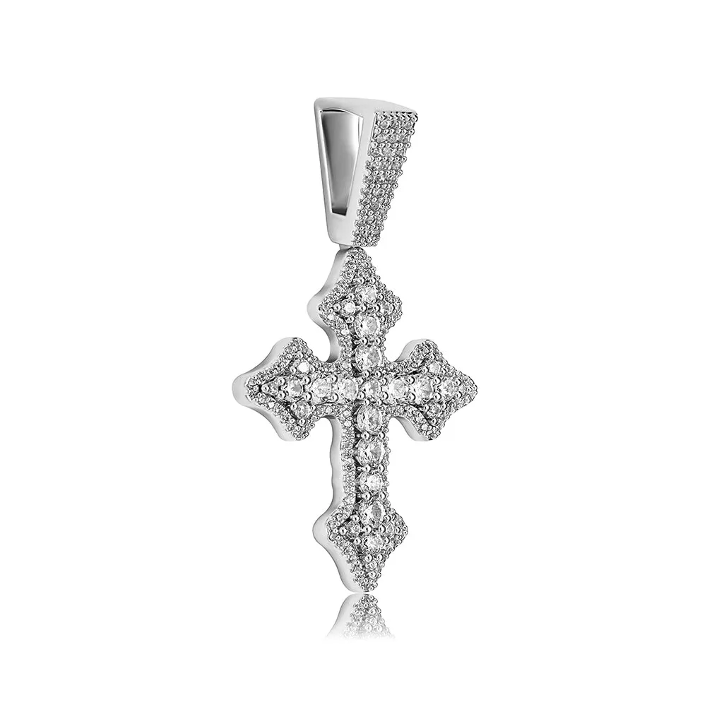 Iced Budded Cross Pendant Fashion Jewelry Hip Hop Necklace for Men