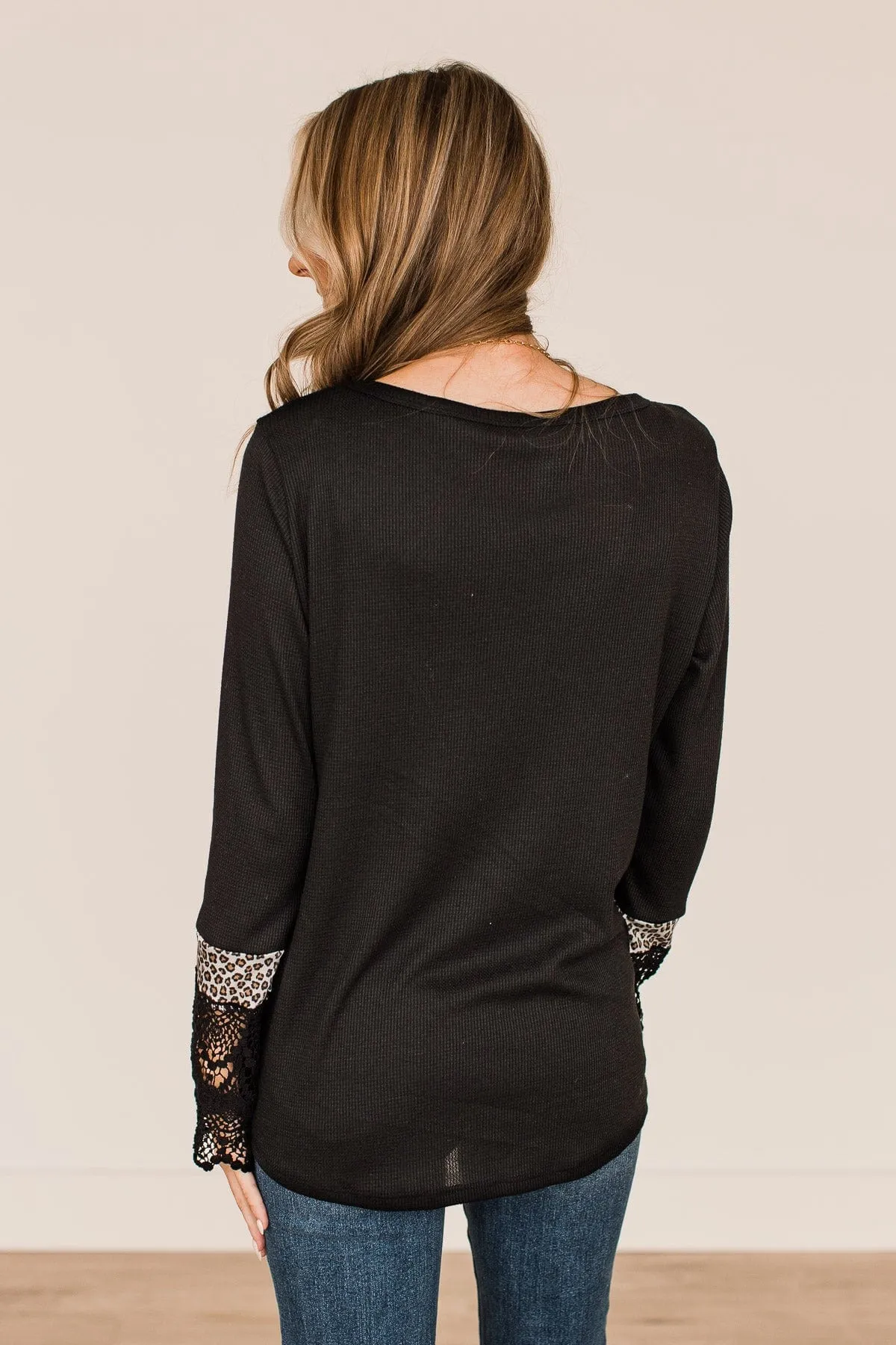 In Your Sights Long Sleeve Knit Top- Black