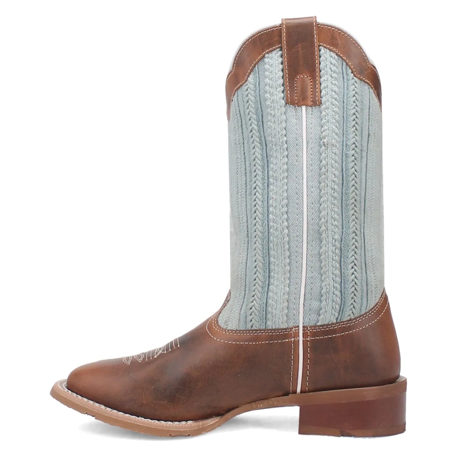 Laredo Womens Blue Moon Tan/Blue Leather Cowboy Boots