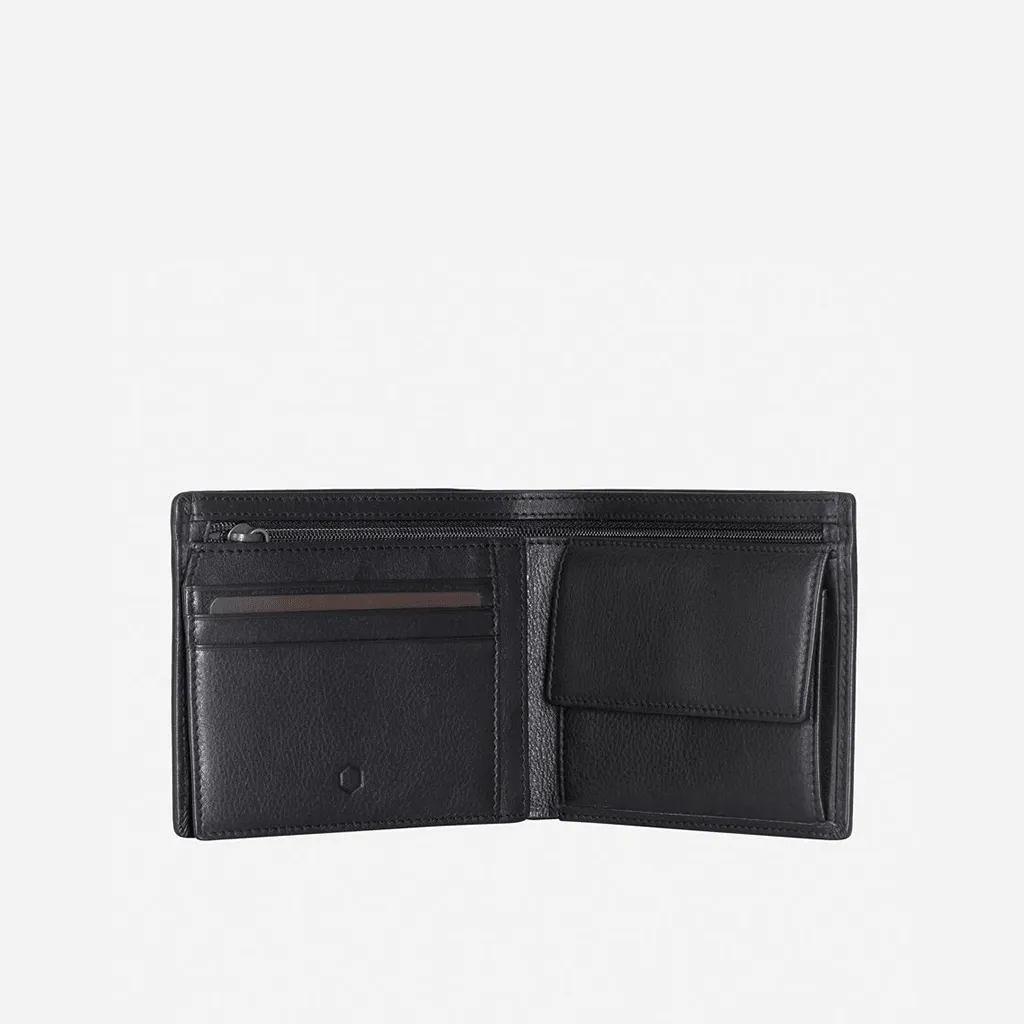 Large Bifold Wallet With Coin, Soft Black