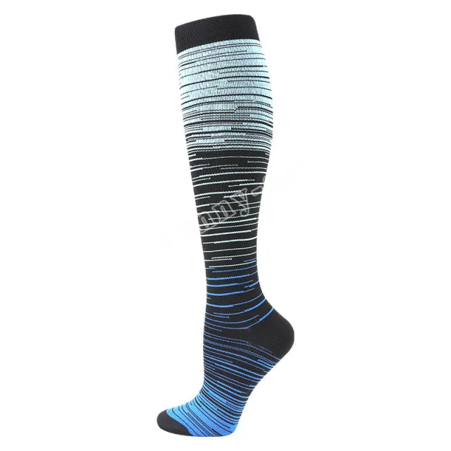 Light Blue Compression Blood Circulation Promotion Slimming Socks for Men