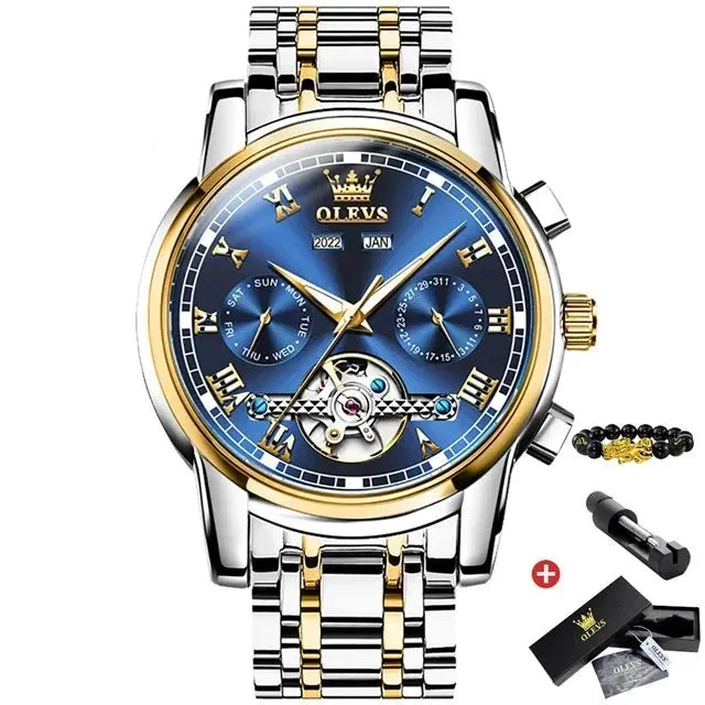 Mechanical Business Wristwatch Skeleton Calendar Waterproof Watch