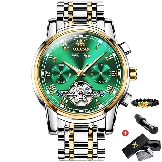 Mechanical Business Wristwatch Skeleton Calendar Waterproof Watch