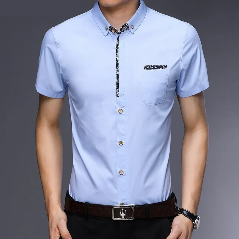 Men's Cool Smart Casual Summer Short Sleeve Shirt with Pocket