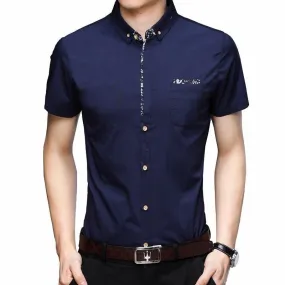 Men's Cool Smart Casual Summer Short Sleeve Shirt with Pocket