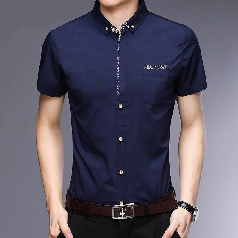 Men's Cool Smart Casual Summer Short Sleeve Shirt with Pocket