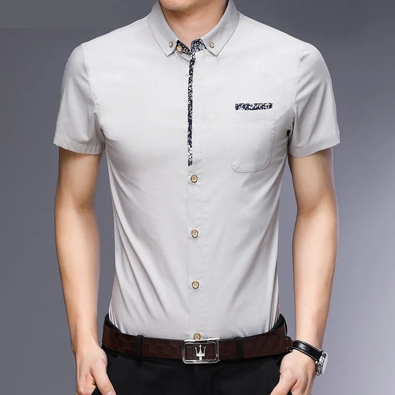 Men's Cool Smart Casual Summer Short Sleeve Shirt with Pocket