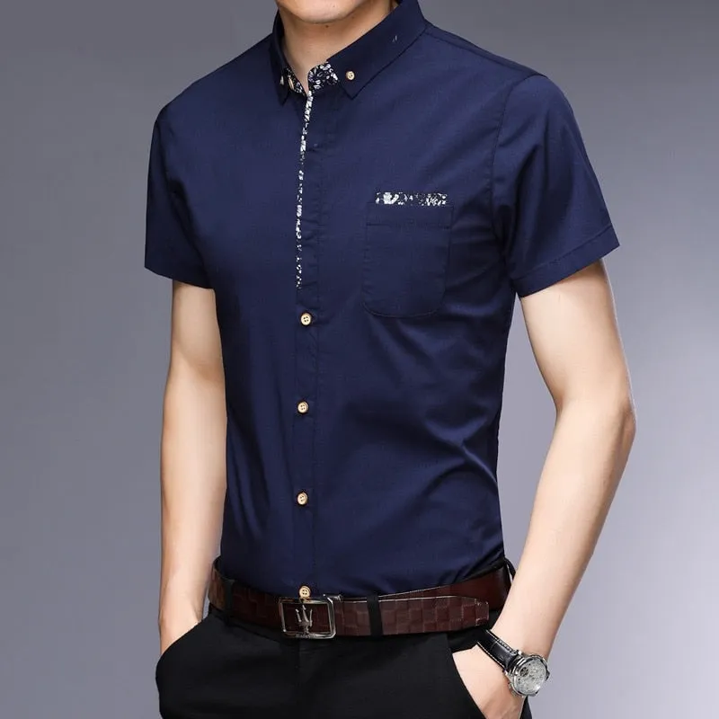 Men's Cool Smart Casual Summer Short Sleeve Shirt with Pocket