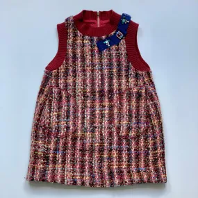 MiMiSol Maroon Tweed Dress With Ribbon Trim: 5 Years