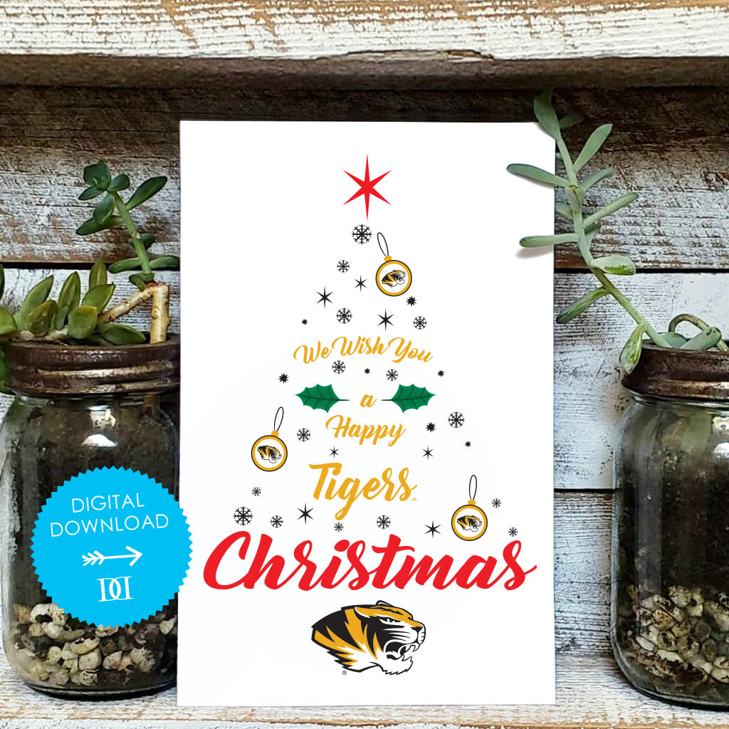 Missouri Tigers Christmas Tree Card - Digital Download