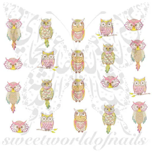 Owls Nail Art Nail Water Decals Water Slides