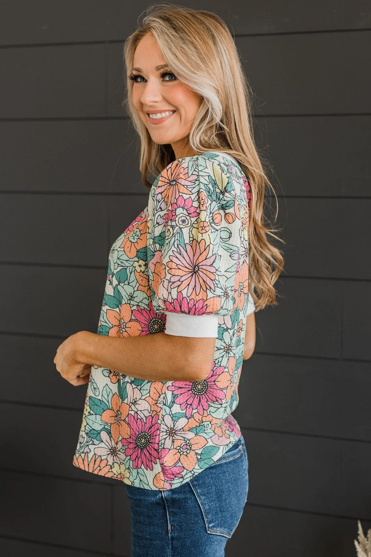 Paint The Town Floral Knit Top- Multi-Color